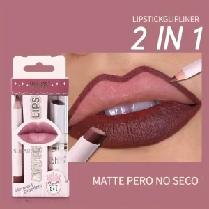 PINTALABIOS MATE CON LÁPIZ DELINEADOR, RESISTENTE AL AGUA, DE LARGA DURACION E HIDRATANTE Waterproof, long lasting and Matte lips USHAS